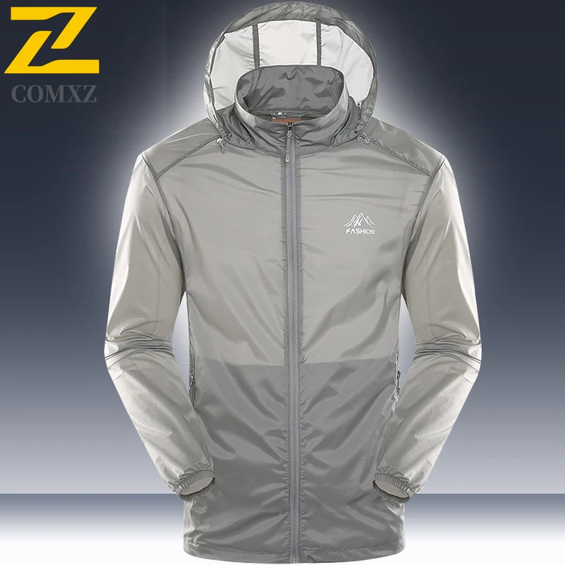 Summer Windproof Jacket Men's Casual Brand Solid Color Lightweight Sunscreen Skin Clothes Outdoor Fishing Camping Hooded Coat