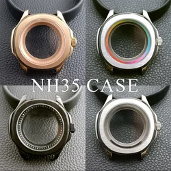 High-quality Silvery Black Case have inner ring 39.5mm watch men's case FIT NH34 NH35 NH36 movement Automtaic Watch Box