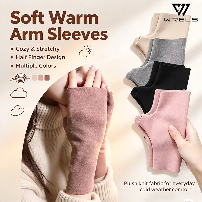 Winter Warm Half Finger Cashmere Feel Breathable Thin Soft Gloves Fingerless Stretchy Gloves Typing Driving Women Warm Gloves