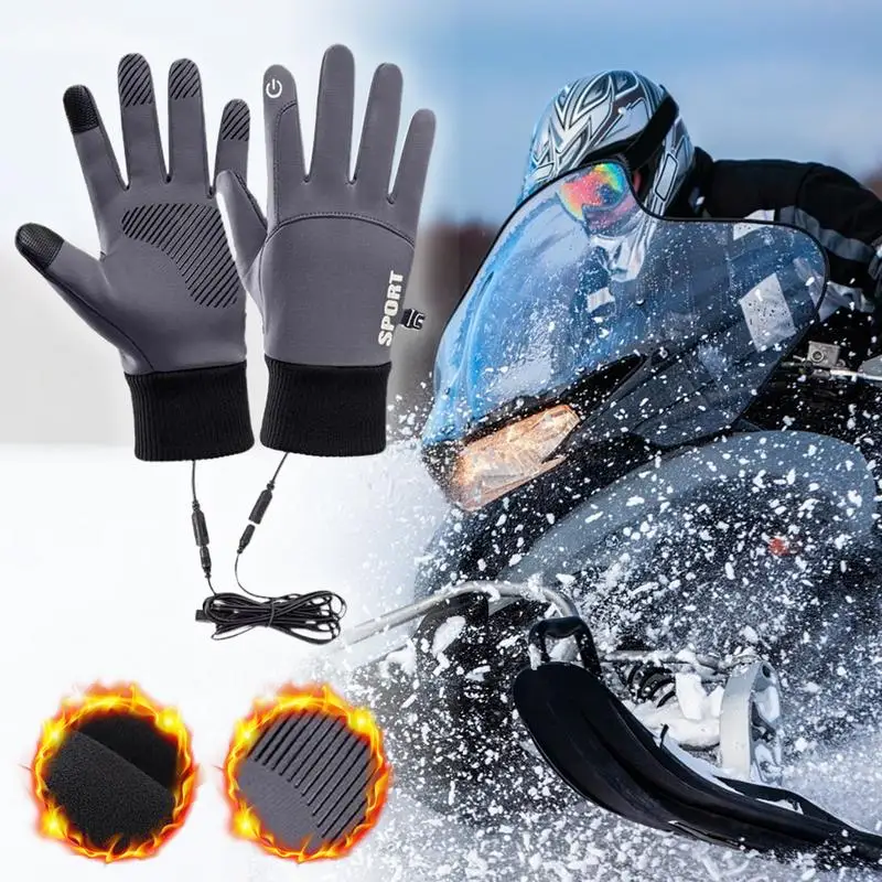 USB Heated Gloves Heated Warm Sports Outdoor Gloves Ski Heated Gloves USB Hand Warmer Gloves Touchscreen Heated Warm Sports