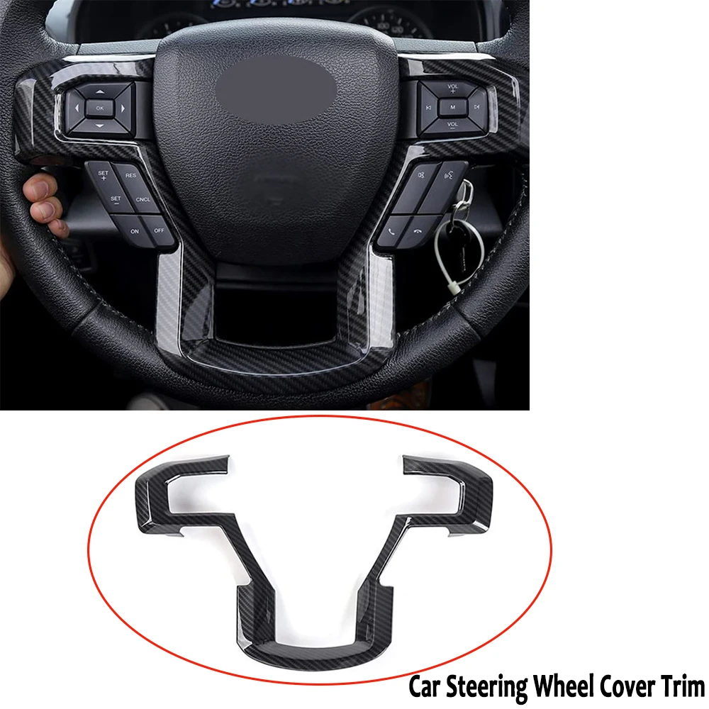 

Carbon Fiber Pattern Steering Wheel Cover Trim Sticker For Ford F150 2015-2020 For F250 F350 2017-2022 Interior Accessories