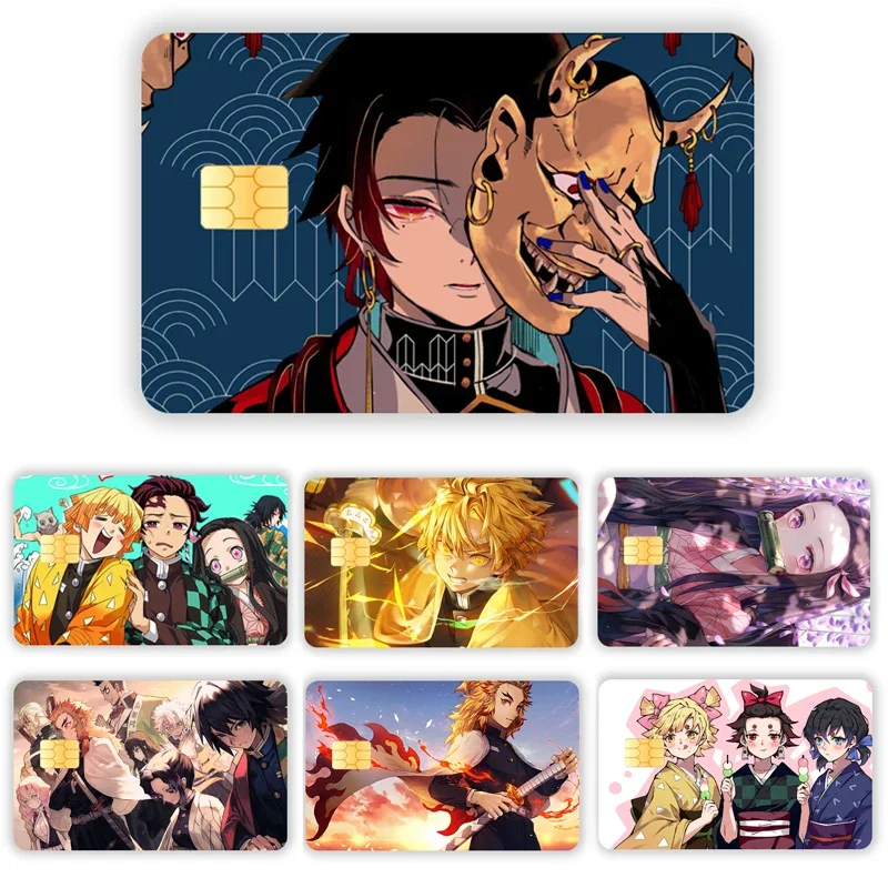 New Demon Slayer Credit Card Debit Card Stickers DIY Anime Waterproof Melody Poker Stickers Film Tape Skins Small Stacks