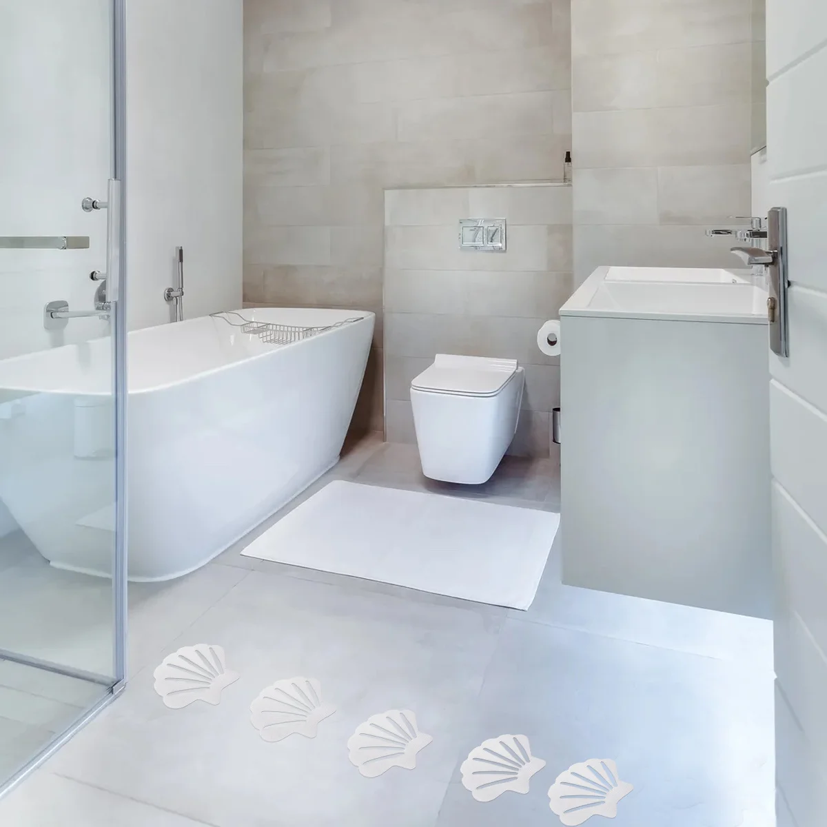 

24pcs Nonslip Adhesive Bath Safety Strips Shell Shape Waterproof Stickers For Bathroom Toilet Kitchen Pool Corridor Balcony