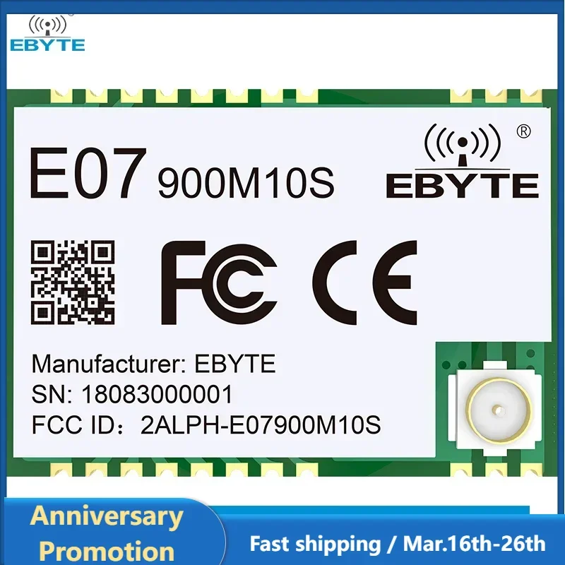 CC1101 Wireless RF Module 868Mhz 915Mhz E07-900M10S IPEX/Stamp Hole Antenna Long Range 1.5km SMD Package SPI Wireless Module