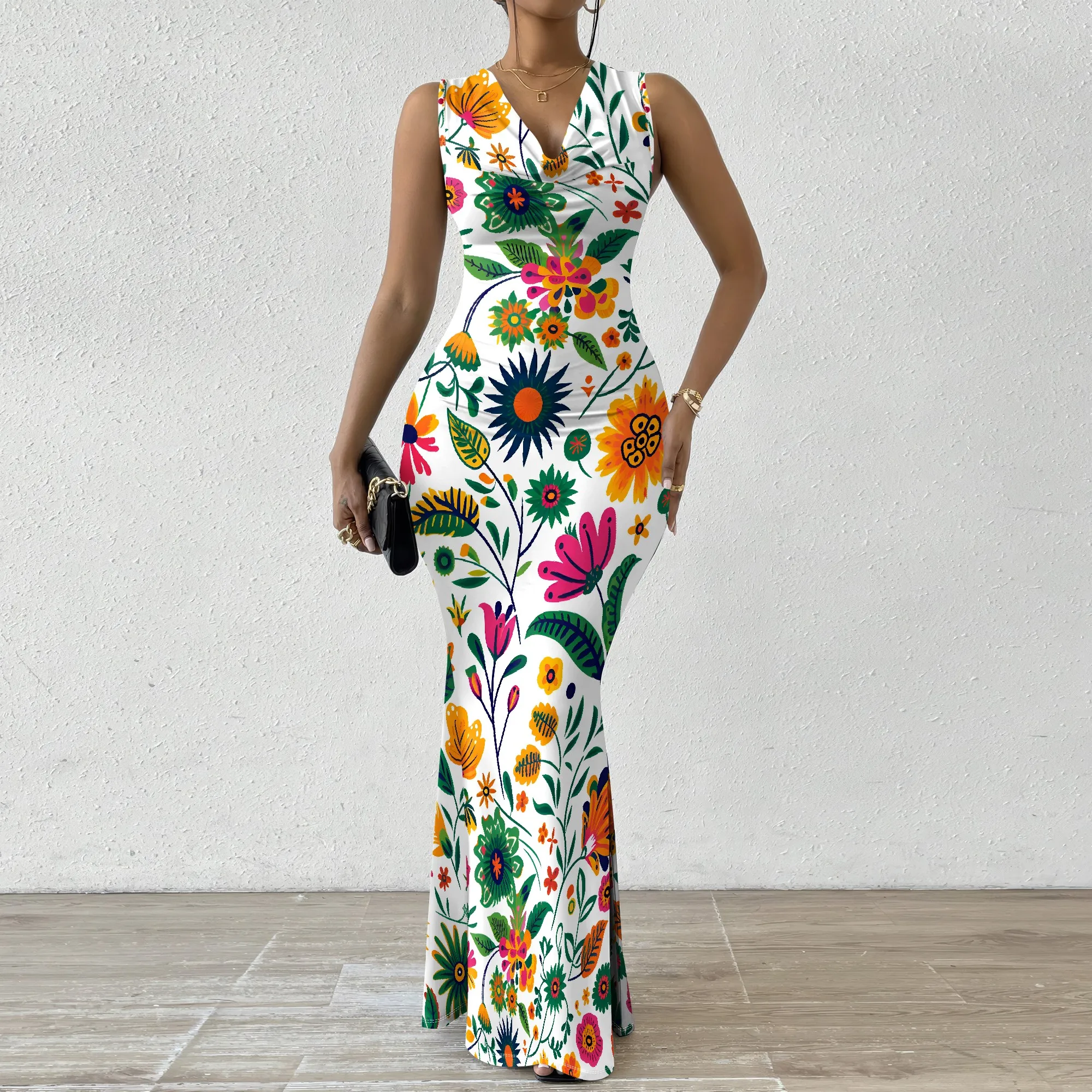 

Boho Women's Floral Maxi Dress S-2XL V-Neck Sleeveless Summer Festival Outfit 2025 New Arrival