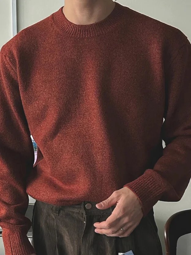 Skin-friendly Breathable Thin Wool Knitted Sweater Long Sleeve Half High Collar Men's Atmosphere Sensing Slim Fit Casual Style
