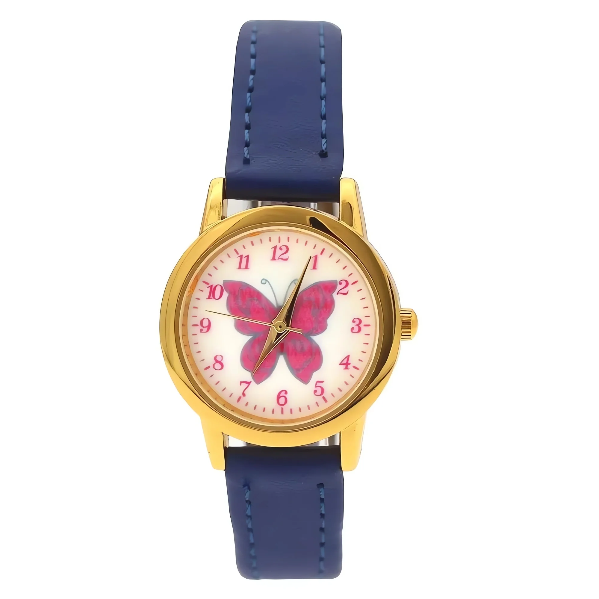 

Аналоговые кварцевые детские наручные часы с кожаным ремешком с изображением мультяшной бабочки - красивый дизайн детских часов