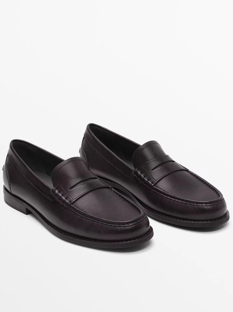 

MzasinoDraeven Men's Casual Slip-On Loers Wide Strap Leather oes Comfortable Breathable round Toe Flat Heel Rubber Sole