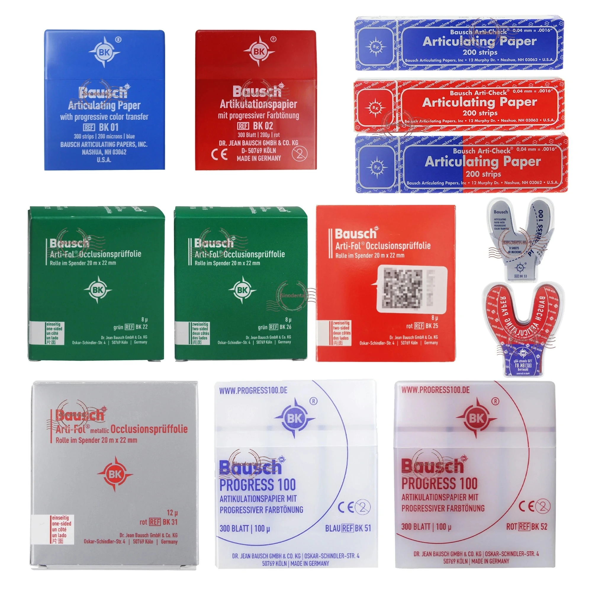 Dental Dentistry Germany Bausch Bite Paper for Oral Use Red and Blue Bite Paper Teeth Marking Static Bite Contact Points