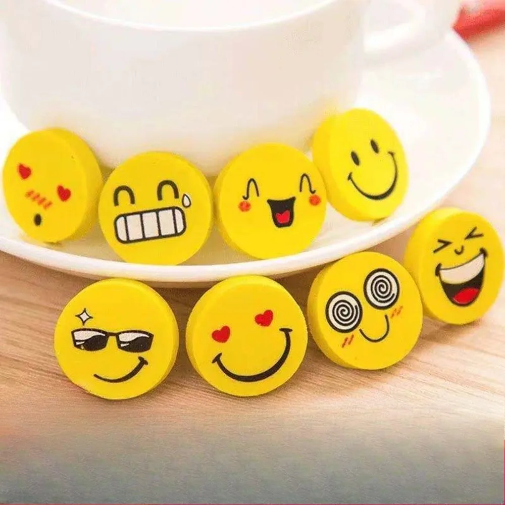 Mile Face Erasers Cartoon Cute Non-Toxic Clean Multi-Function Novelty Toy Erasers for Kids School Stationery