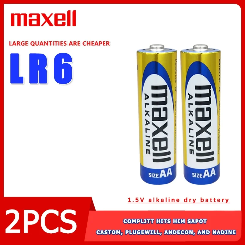 Maxell-Pile alcaline d'origine AA LR6, lampe de poche, jouets, échelle, télécommande, réveil, 1.5V, sec, primaire, 24.com, nouveau, 2 pièces