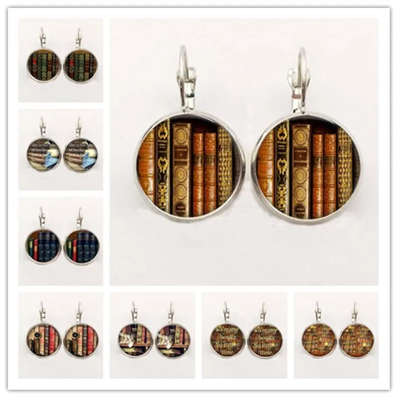 She Is Too Fond Of Books Alcott Quote earring Cat Book Lover Jewelry Librarian Gift Writer Book