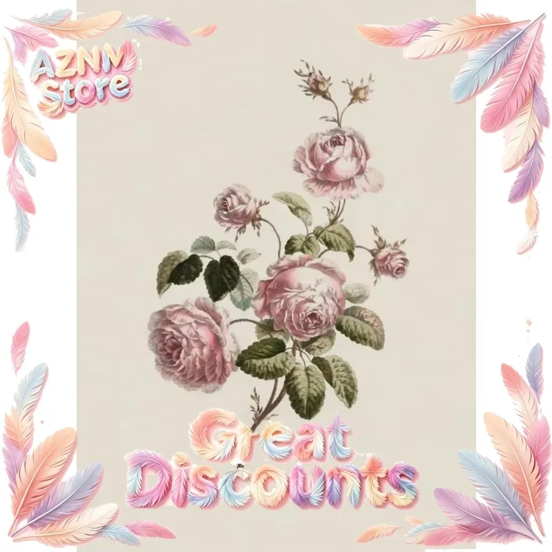 Vintage Pink Rose Lilac Branch Antique Floral Botanical Posters Canvas Printing Wall Art Picture for Living Room Home Decor G