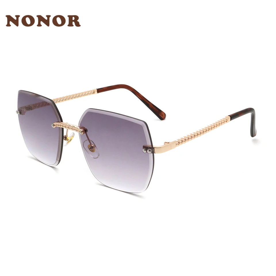 NONOR Luxury Vintage Sunglasses Women Oversized Rimless Sunglasses Frameless Designer Sun Glasses UV400