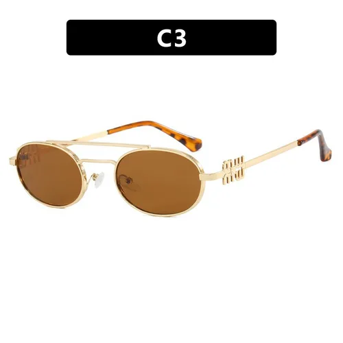 Imagen 2 del producto Gafas de sol elípticas de doble haz metálicas a la moda para mujer, nuevas gafas de sol versátiles y personalizadas para niñas picantes, 1 ud.