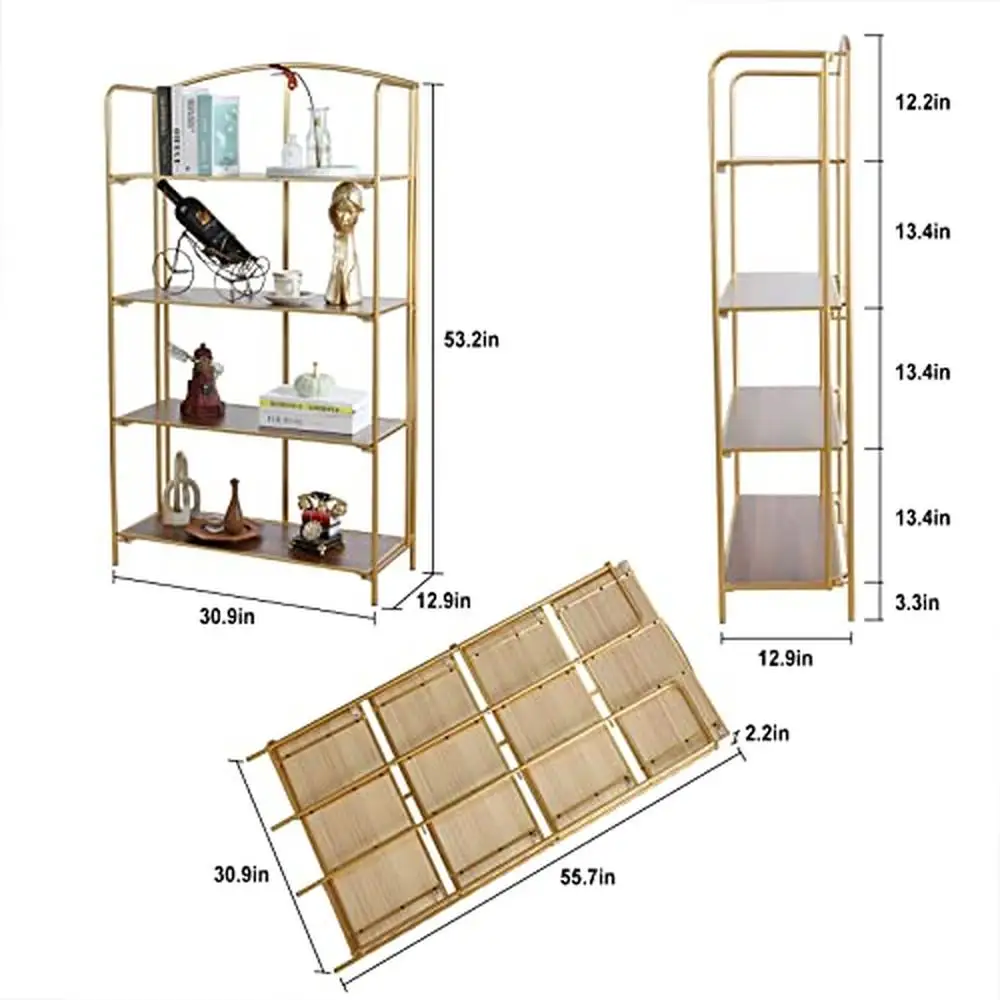 Faltbares Metall 4-stufiges Bücherregal Lager regal Display Regal Büro Küche Wohnzimmer Studie Erwachsener mit industriell-schickem Design und