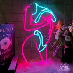 De bikini beauty led-neonbord op maat geldt neonlicht van toepassing op de bar nachtclub strandfeestliefhebbers kamer Toiletdecoratie