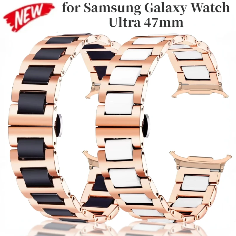 

Ремешок керамический и металлический для Samsung Galaxy Watch Ultra 47 мм, роскошный браслет из нержавеющей стали для Galaxy Watch 7 Ultra