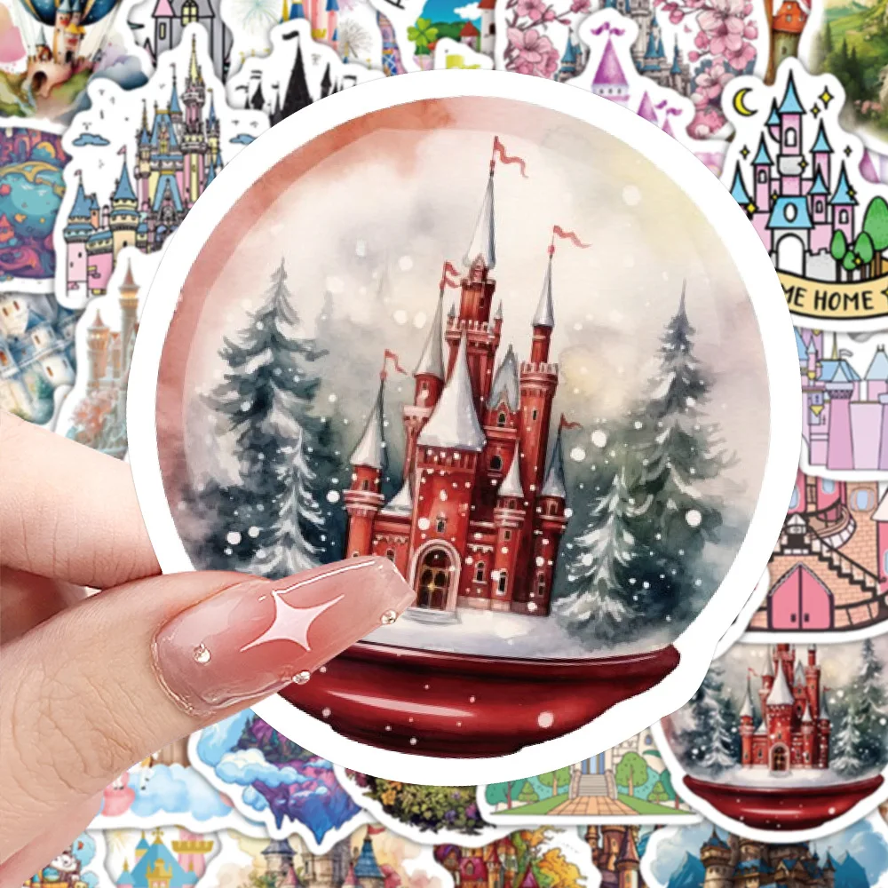 10/60PC Castle Architecture Creative Stickers Cartoon Decals DIY Decoration Notebook Mobile Guitar Suitcase Graffiti Child Toy