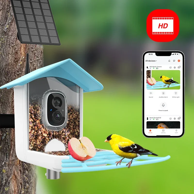 birds accessories smart pet feeder wild animal food bowls automatic smart bird feeder with camera wireless outdoor solar powered