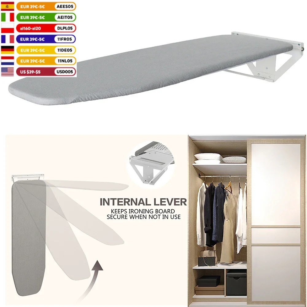 Wall Mounted Retractable Ironing Board Closet Pull-Out Stow Away In The Cabinet Ironing Board 160° Rotation Space-saving