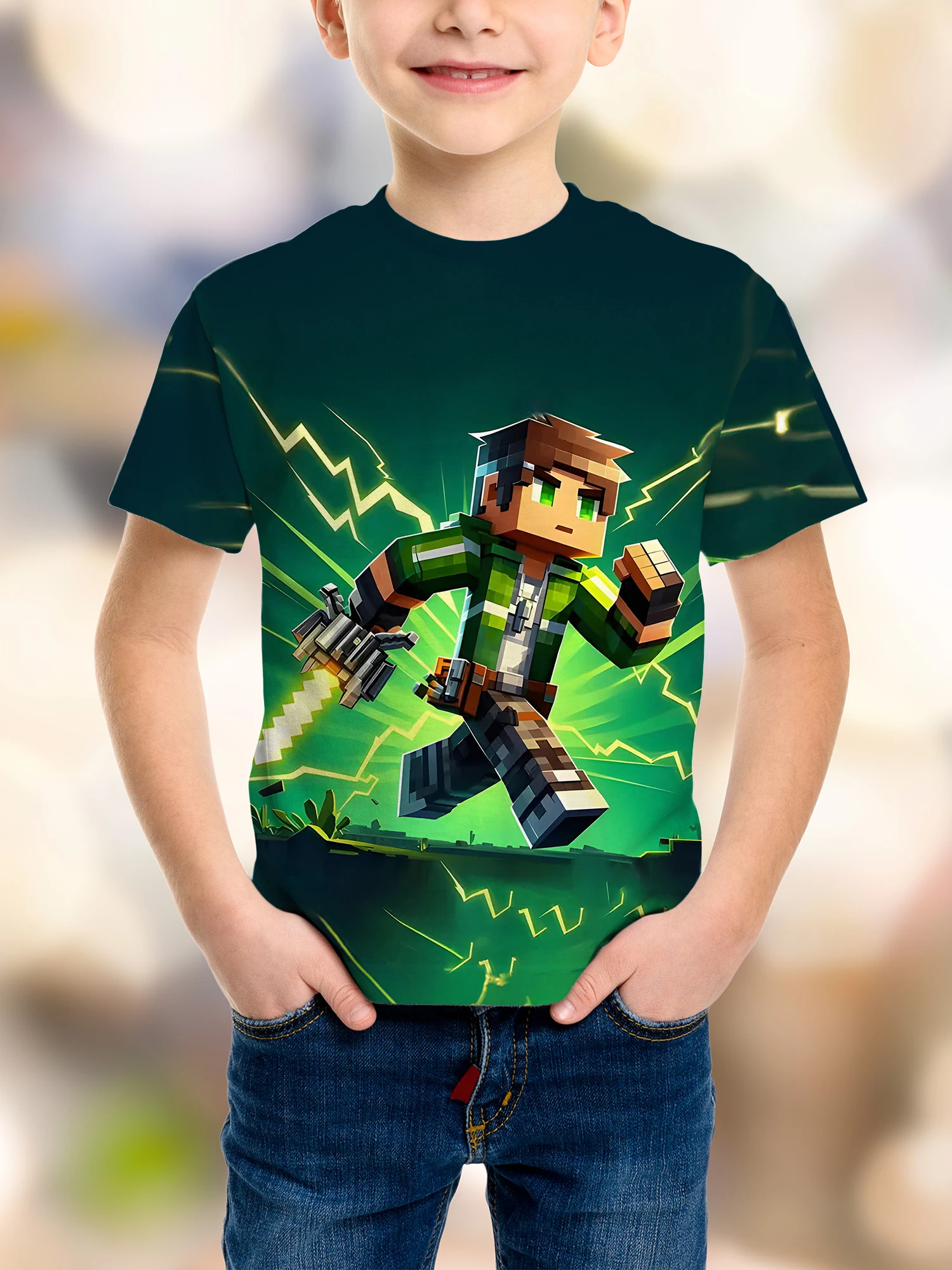 لعبة Pixel حفلة عيد ميلاد للأطفال تي شيرت الفكاهة مضحك الأولاد أزياء B-day الجدة هدية قصيرة الأكمام Te #5