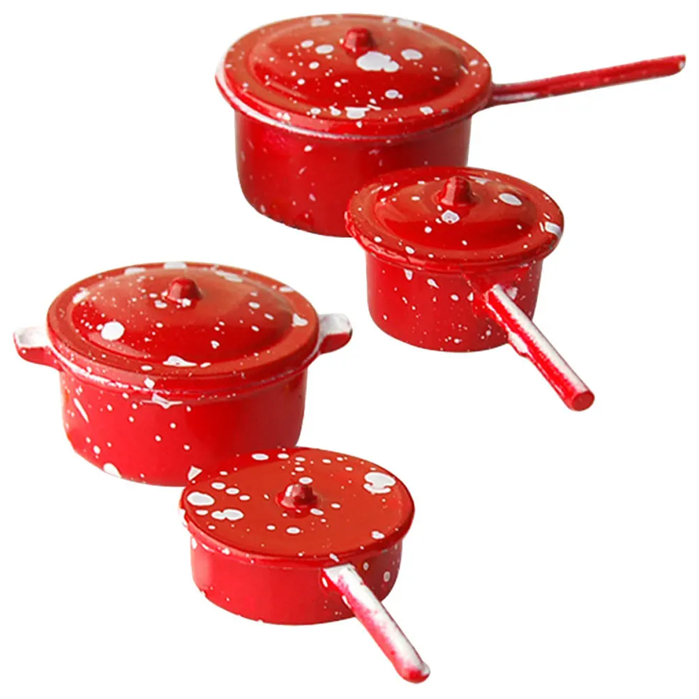 1Set Mini Kitchen Accessories Miniature Pots Realistic Simulation Cookware for DIY Decorative Small House Ornament Set