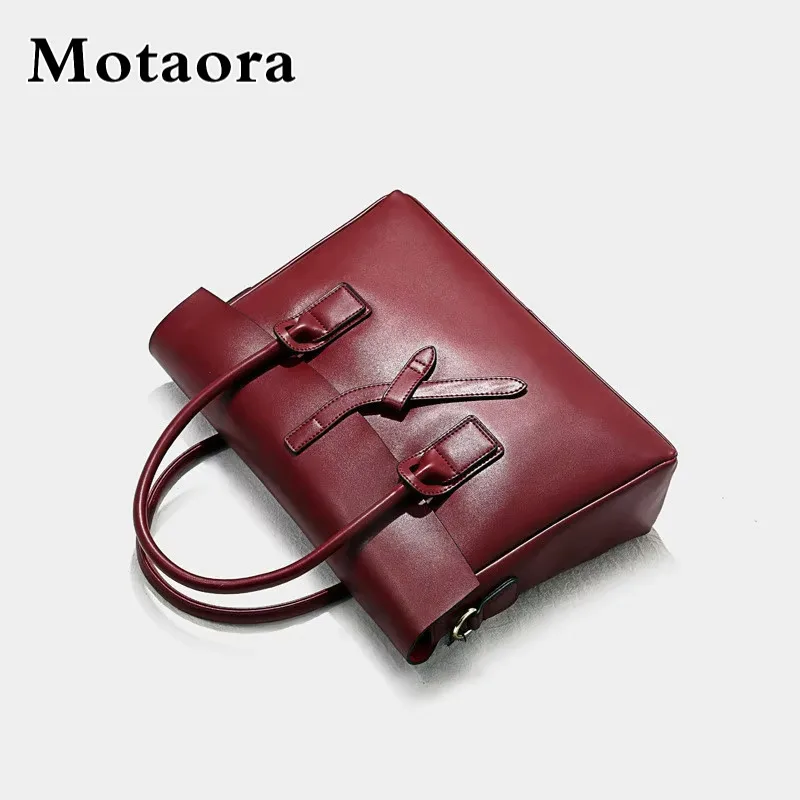 

MOTAORA 2025 New Cowhide Leather Ladies Briefcase - Laptop Bag for MacBook/HP/iPad, 13.3'' & 14.1'' Compatible Commuter Tote