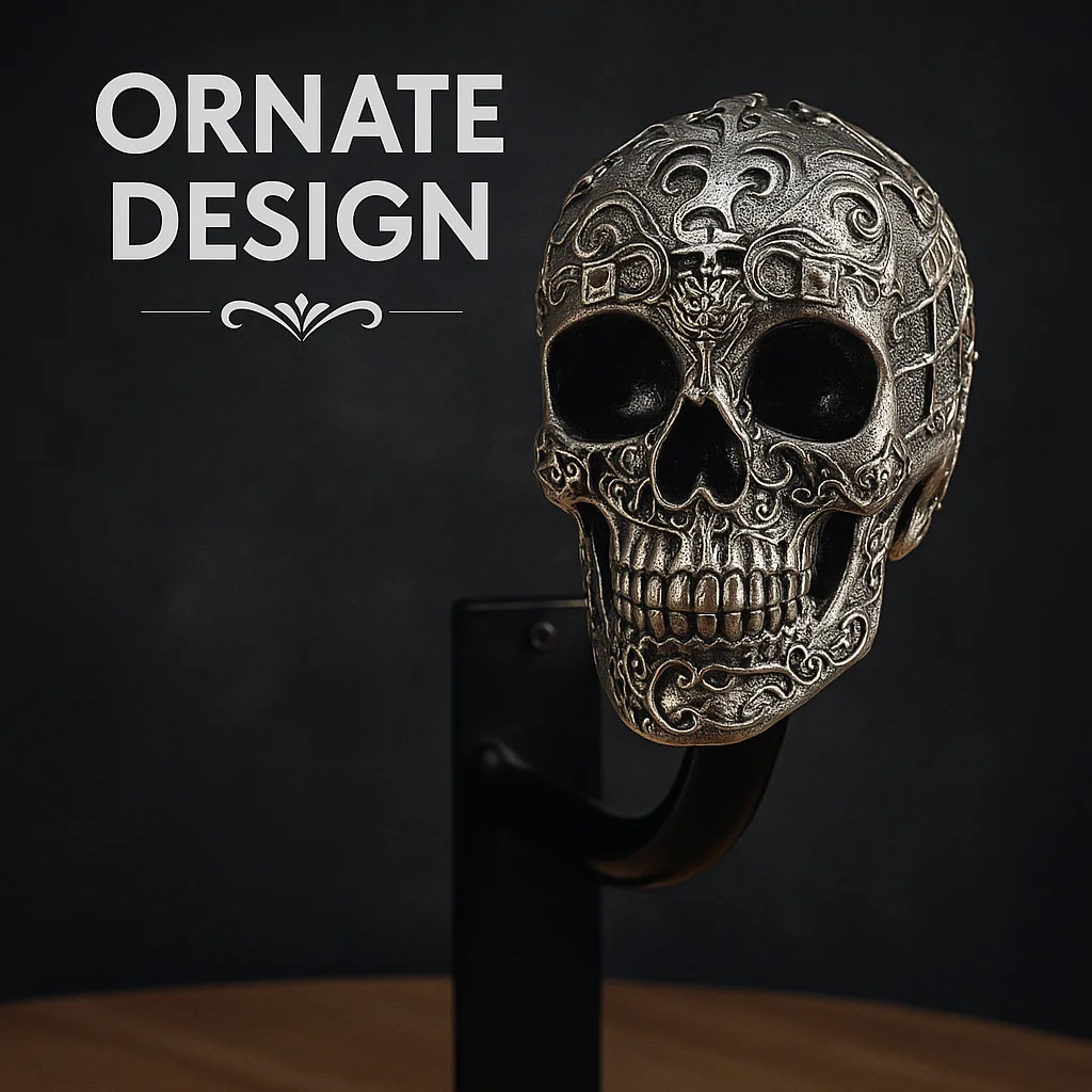1PCS Wall Mount Motorcycle Skull Helmets Holder Skull Helmets Holder Motorcycle Resin Crafts Decorative Skull Helmets Holder