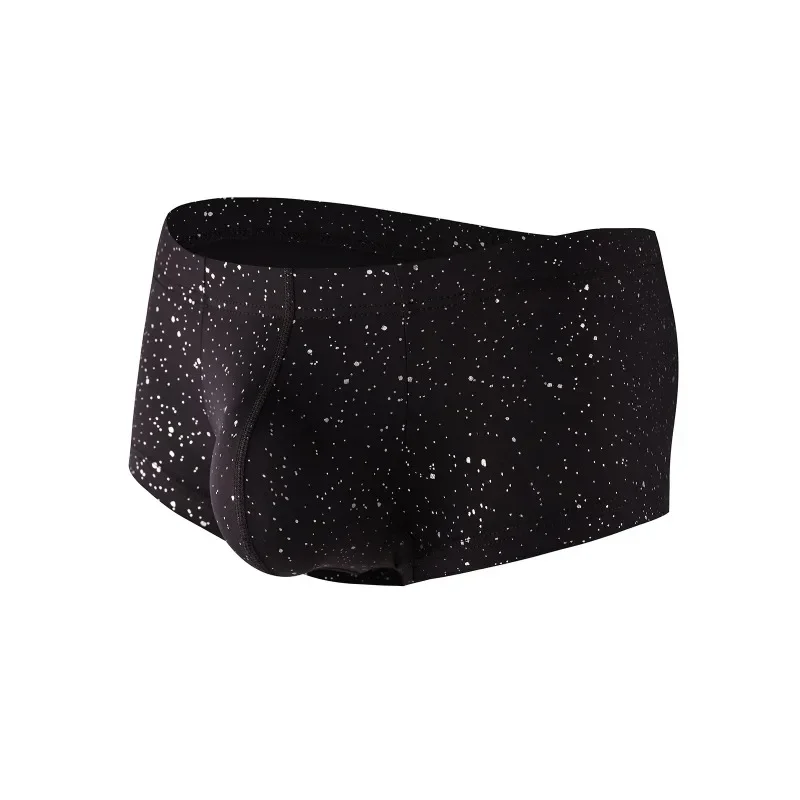 Stylish and simple personalized men's pocket boxers low waist elastic breathable shiny underwear CMF374
