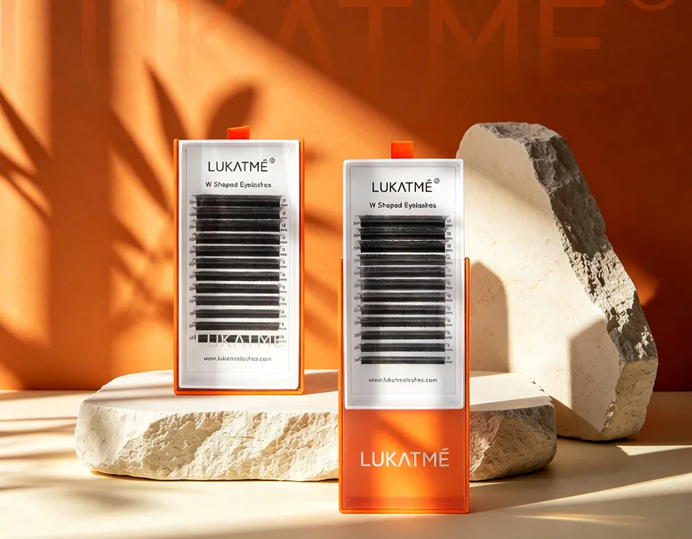 LUKATME Doppelte 4D Doppelte 3D Wimpernverlängerungen Vorgefertigte Volumenfächer 6D 8D Wimpern 7-14mm Mega-Volumen W-Form Faux-Nerz-Wimpern – Detail 1