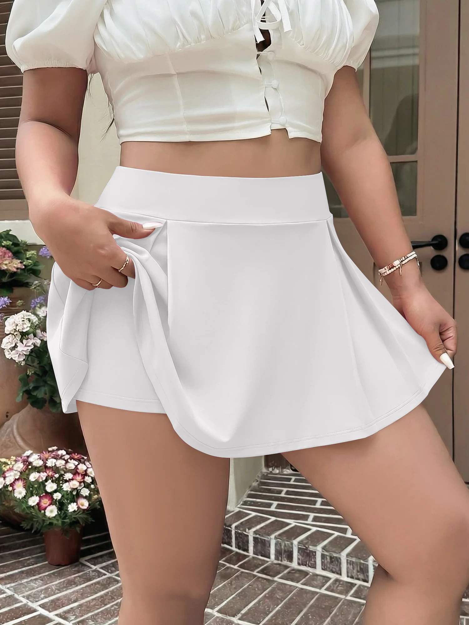 

Ultra Lightweight Athletic Skort, Flowy Pleated Hem, Outdoor Hiking & Lakeside Jogging Outfit