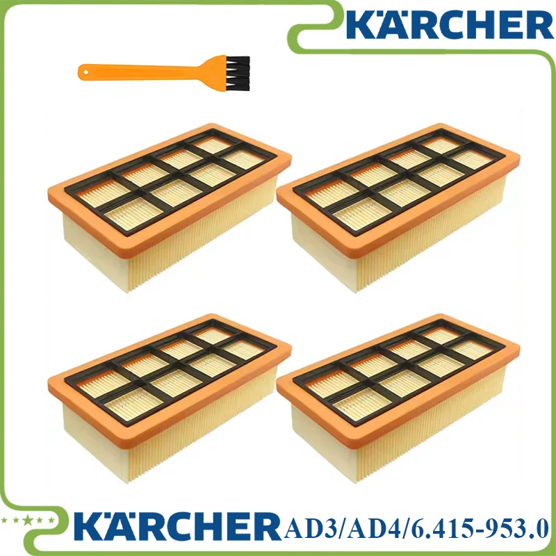 Flat Pleated Filters for Kärcher 6.415-953.0/AD2 Battery/AD3/AD4 Premium/AD3.000/AD3.200 Ash Vacuum Cleaner Dust Cleaning Filter