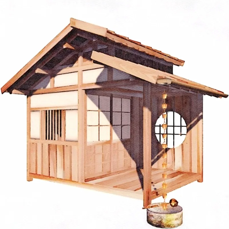 Outdoor courtyard Zen tea room famous hotel landscaping gazebo Japanese mobile chalet villa antique Chinese wooden house