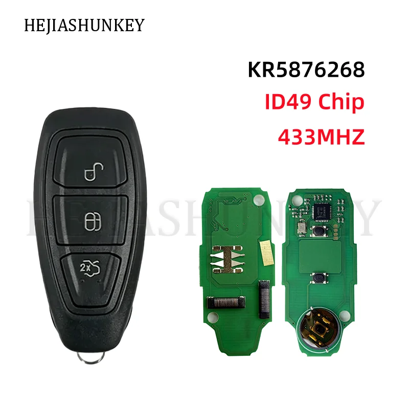 KR5876268 F1ET 15K601 AE/AF 3Btn Smart Keyless Remote Key Fob 433MHz ID49 Chip For Ford Focus Fiesta Kuga Grand C-Max 2011-2018