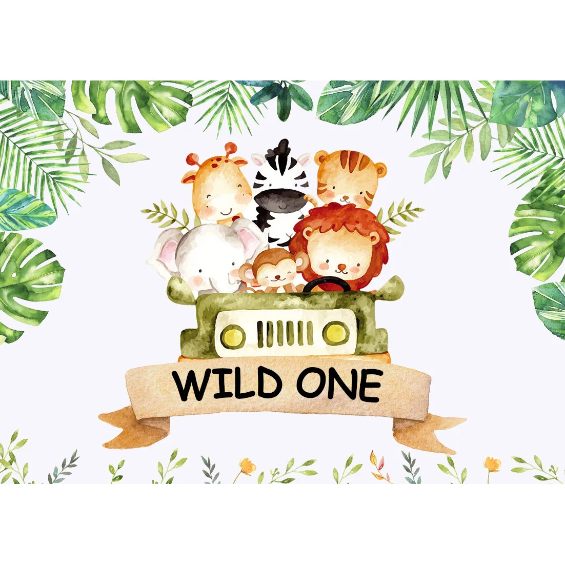 Safari festa de aniversário fundo floresta selva dos desenhos animados animal decoração do chuveiro do bebê criança banner personalizado pano de fundo photozone photocall