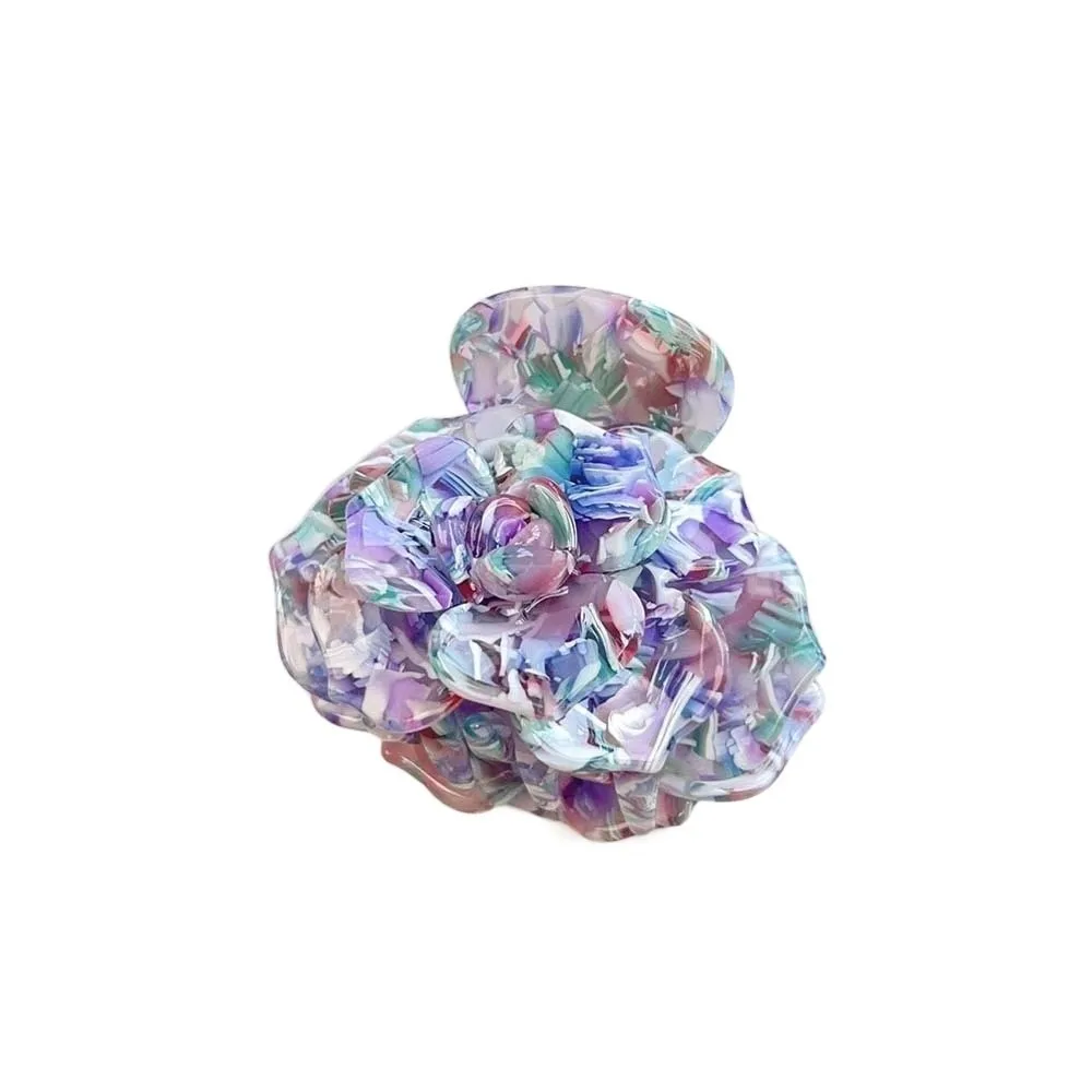 

Elegant Camellia Hair Claw Gradient Color Korean Style Flower Shark Clip Waterproof Hairgrips Acetic Acid Hair Claw Work