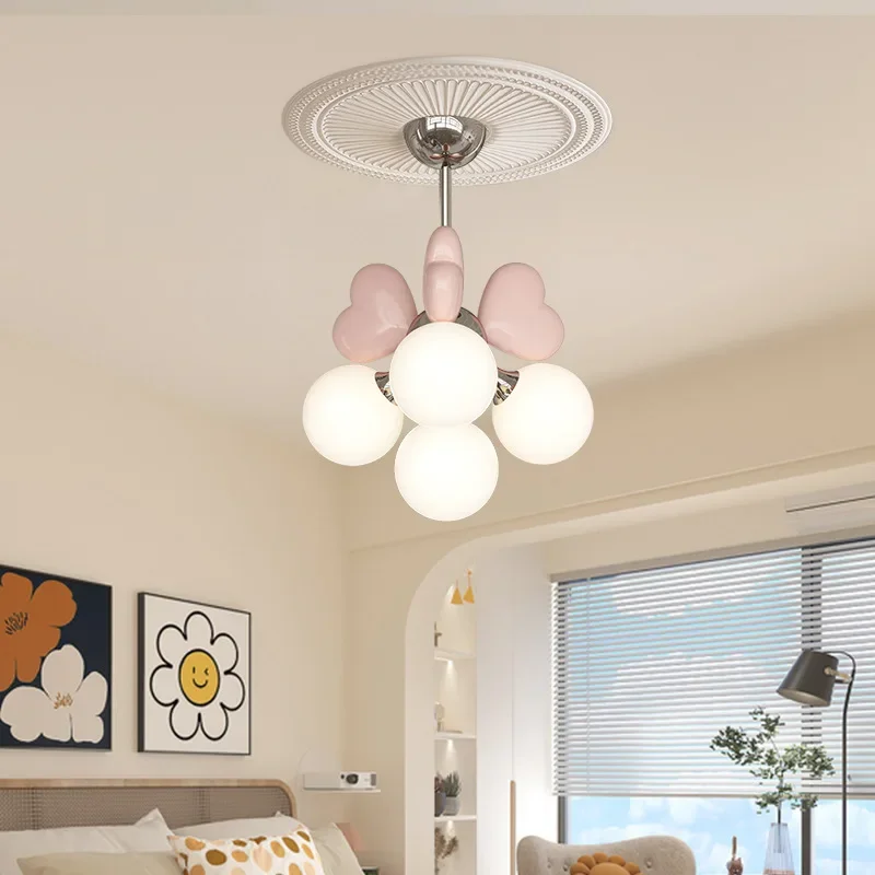 Full spectrum eye protection creative love children's room pendant light cream style Nordic minimalist master bedroom design lig