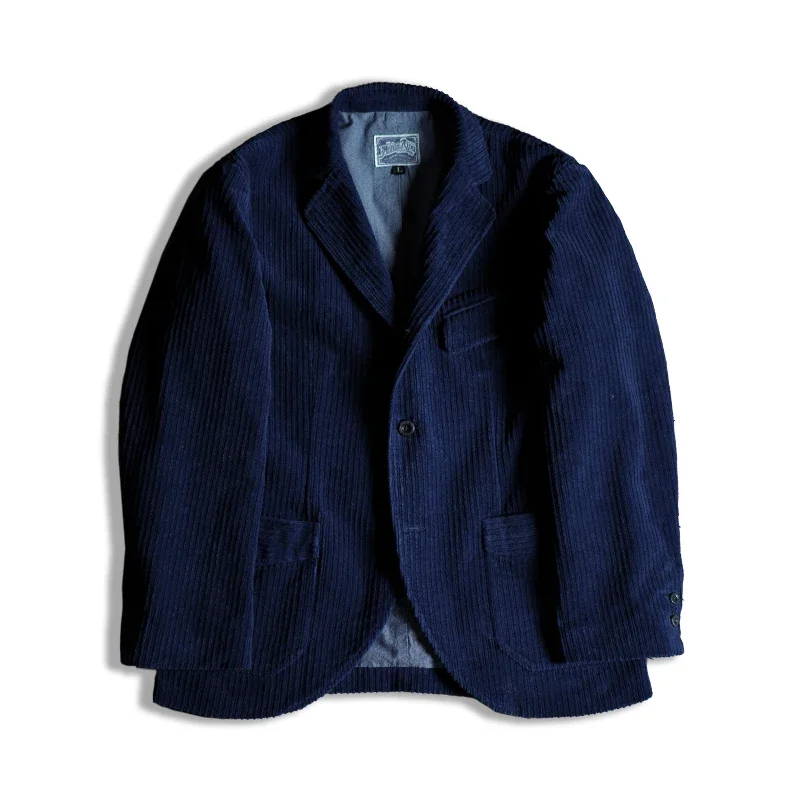 

Men's Indigo Engineer Corduroy Suit Jacket Classic French Style Outwear Mens Blazer Jacket Blazer Verde Hombre