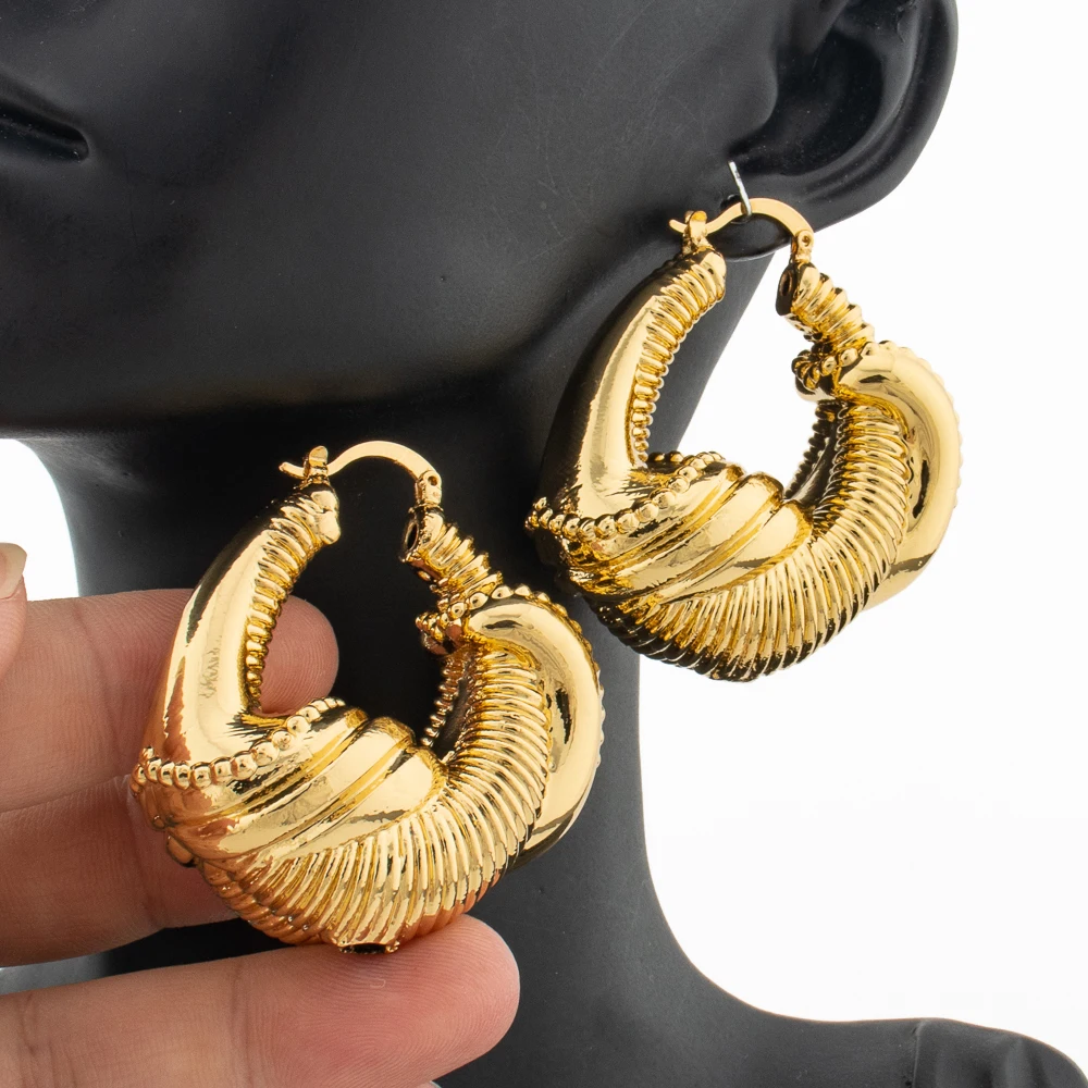 

Fashion Hoop Earrings For Women Hollow Out Jewelry Large Thick Round Circle Earrings Daily Wear Gold Color Hoops Punk Jewellery