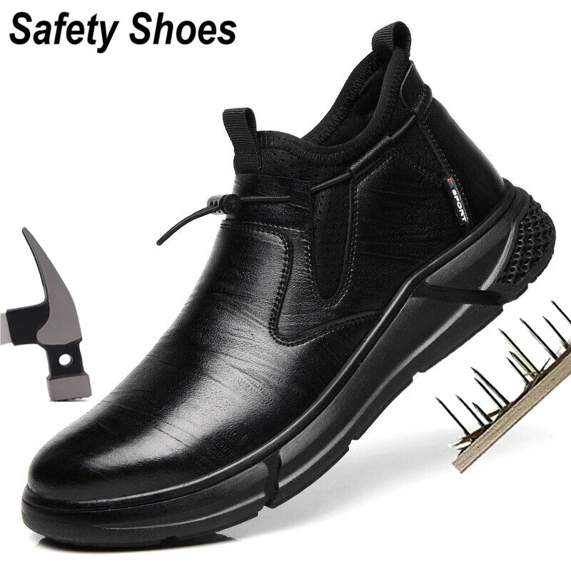 Fashion Safety Shoes Men\'s Work Steel Toe Caps Male Indestructible Work Boots Protective Shoes Puncture-Proof Security Footwear