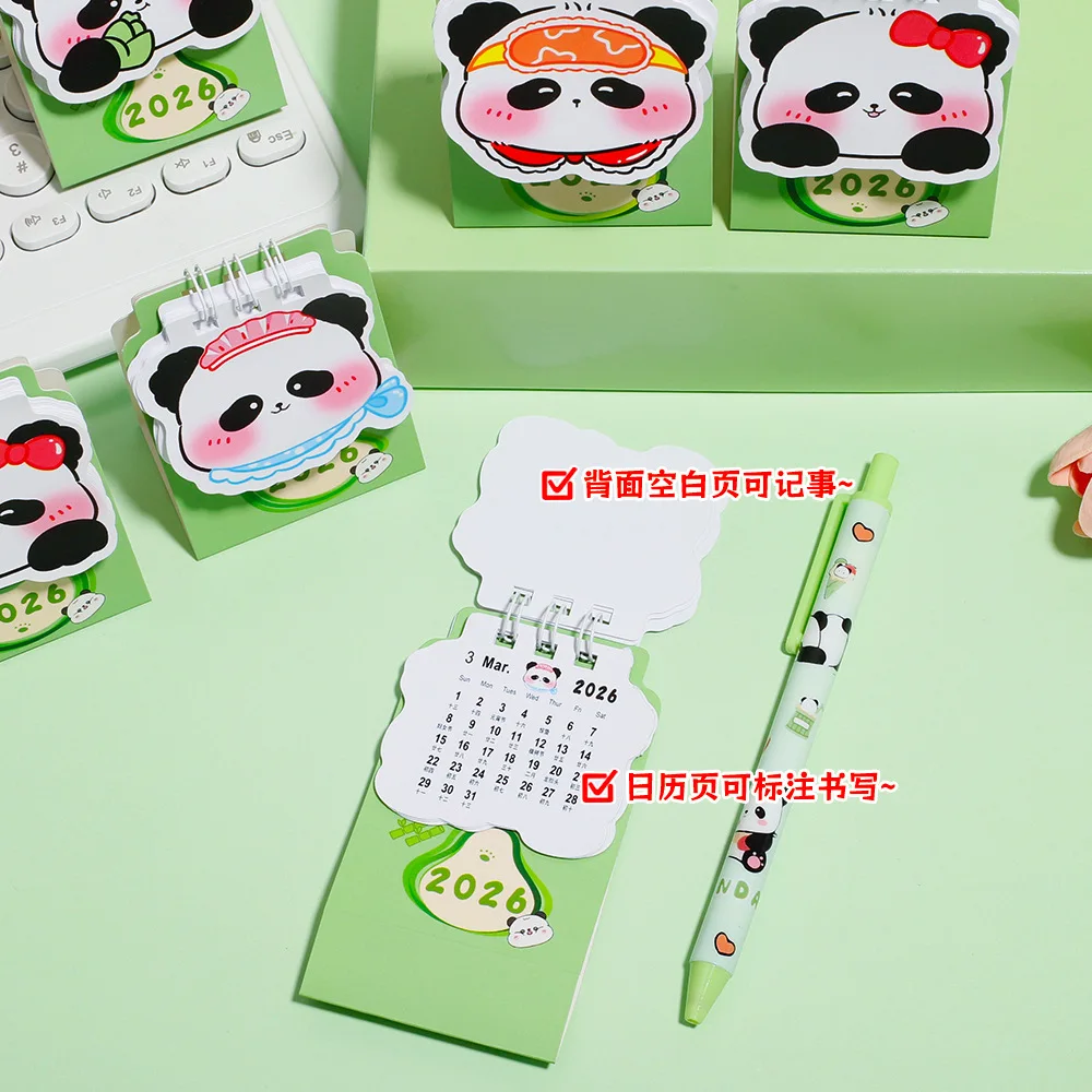 2026 Mini Cute Red Panda  Desk Calendar Compact and Portable Creative Desktop Ornaments Mark Notes Small Calendar Gift  Lovely