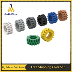 10Pcs MOC Parts 87414 Tire 15 x 6 Offset Tread Small Compatible Bricks DIY Assmble Building Blocks Particle Kid Puzzle Toy Gift