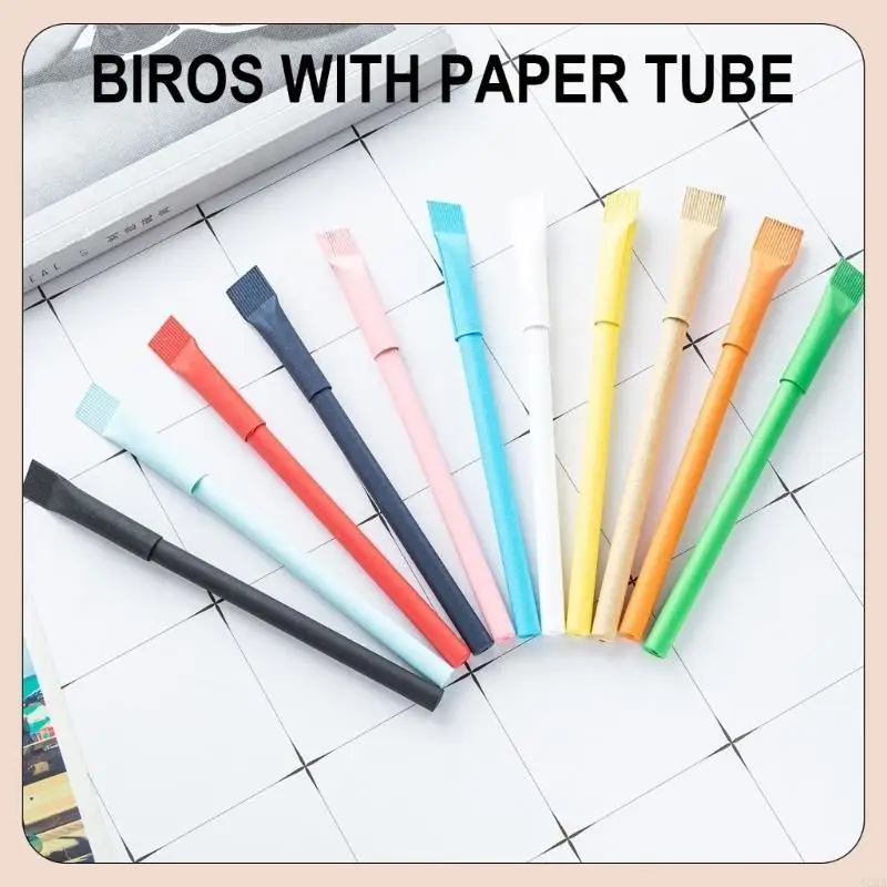 62KA 10PCS Paper Point Pens ، كتابة سلسة ، تجفيف سريع للتجفيف القابل لإعادة التدوير قلم حبر أنبوب الورق للطلاب للطلاب
