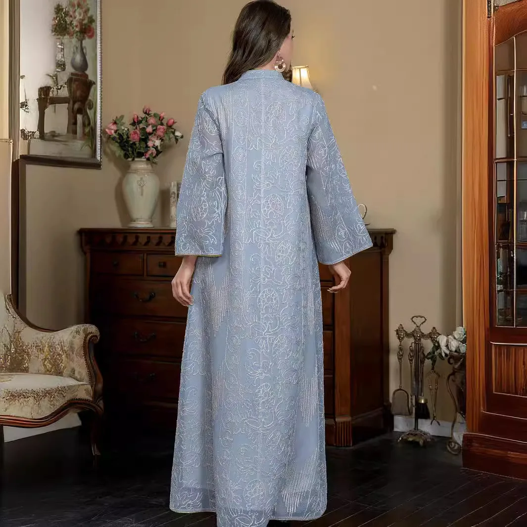 Abito musulmano del commercio estero saudita del Medio Oriente Abito musulmano Dubai in pizzo ricamato Abaya 