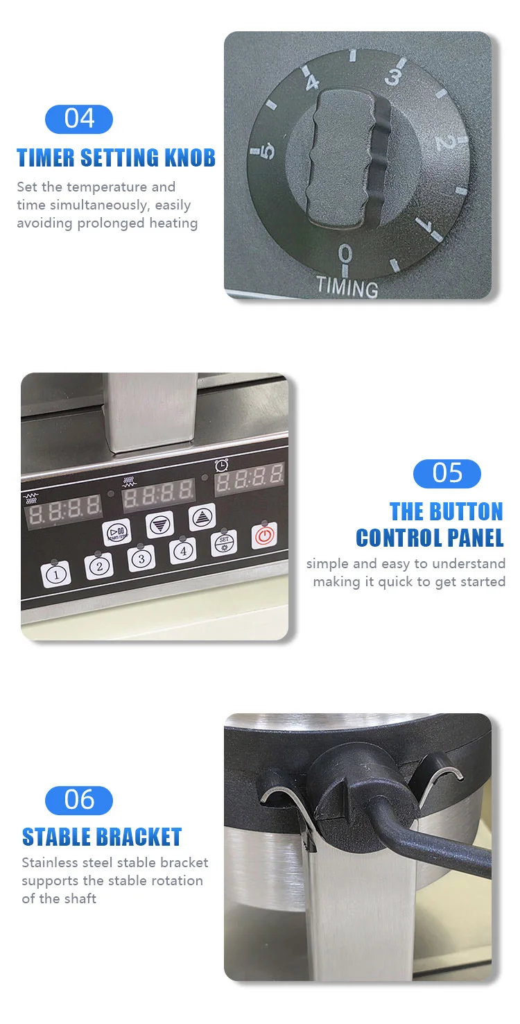 ماكينة الوافل الكهربائية المستديرة غير اللاصقة ذات الرأس المزدوج لآلات كشك الوافل الخفيفة التجارية