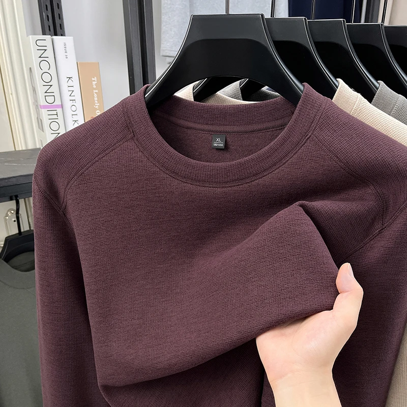 Winter Comfort Brand Velvet Warm Round Neck Knitted T-shirt Luxury Fashion Designer Daily Commuter Men New Skin friendly Sweater
