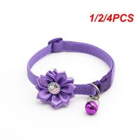 1/2/4PCS Small Cat Dog Collar Flower Bell Pet Neck Strap Adjustable Easy Wear Buckle Lovely Cat Necklace Cat Accessories