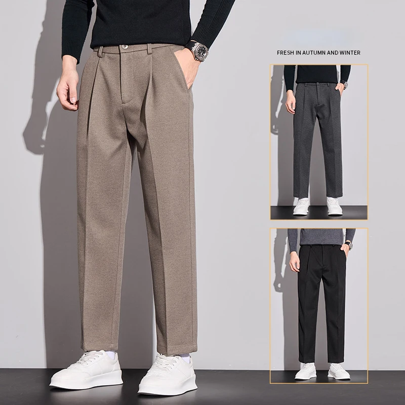 

Новые мужские повседневные брюки высокого качества, модные тонкие деловые брюки, брендовые эластичные мягкие брюки, осенне-зимние легкие роскошные универсальные брюки