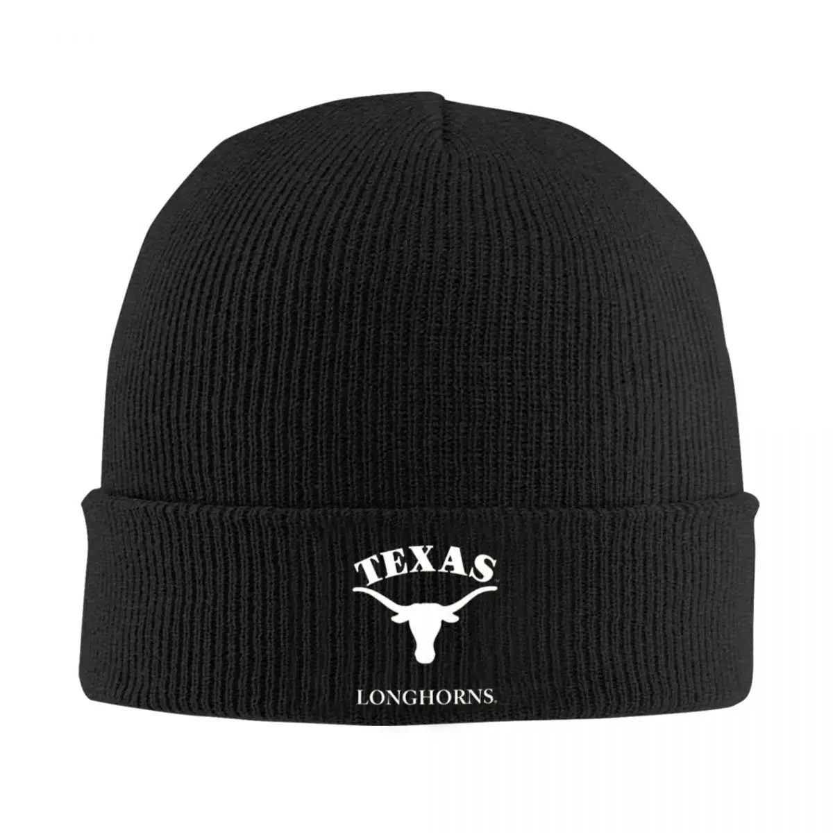 Texas Longhorn Fashionable Acrylic Knit Beanie with Ribbed Design, Warm Winter Hat for Men and Women